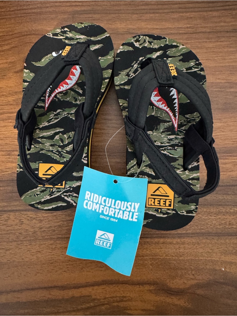NEW Reef Little Ahi Tiger Shark Sandals Beach Boy’s 7 Toddler Kids Shoes NWT